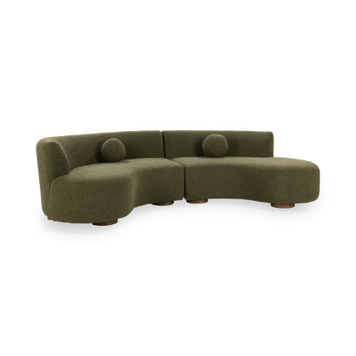 Octavia Green Upholstered 2-Piece Curved Sectional Sofa