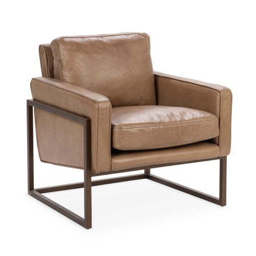 Ken Tan Leather Accent Chair