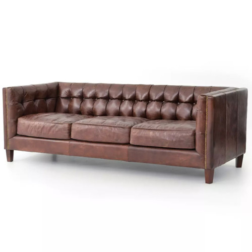 Abbott tufted leather sofa