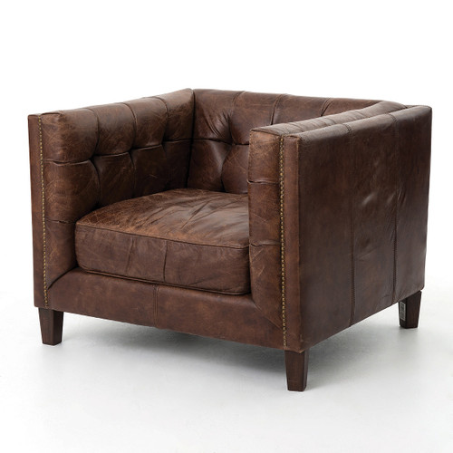 Abbott Vintage Cigar tufted leather club chair