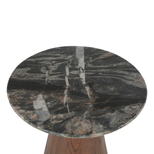 Vista 22" Side Table with Lava Marble and Dark Oak Base
