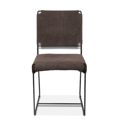 New York 18" Dining Chair in Asphalt Suede and Iron