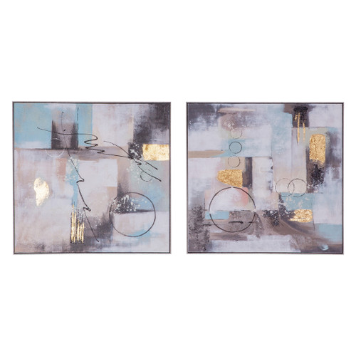 Circular Symphony Hand Painted Framed Diptych