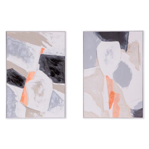 Pastel Patchwork 2 Hand Painted Framed Diptych