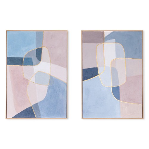 Glass Mosaic Hand Painted Framed Diptych