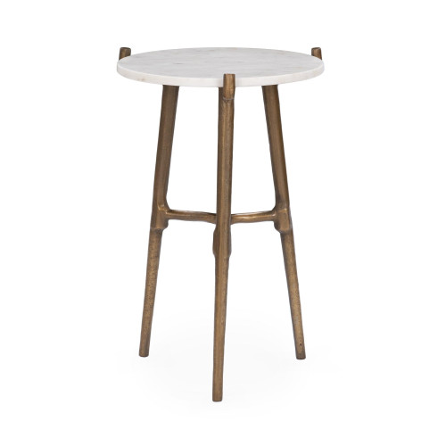 Halley White Marble Round Accent Table