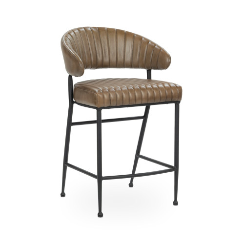 Umbria Brown Leather Counter Stool 26"