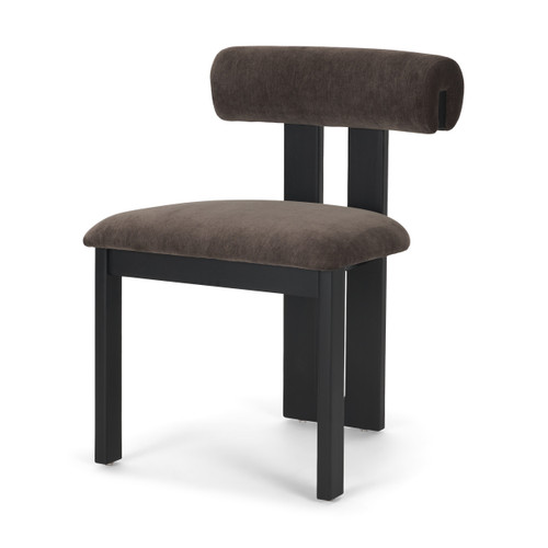 Tribeca Curve Open Back Charcoal Chenille Tripod Frame Dining Chair