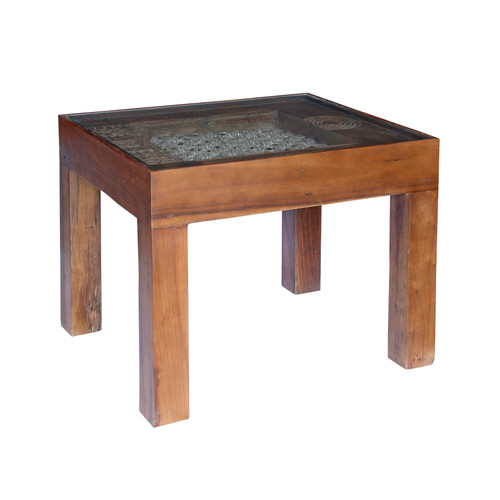 Wooden Glass End Table 25"