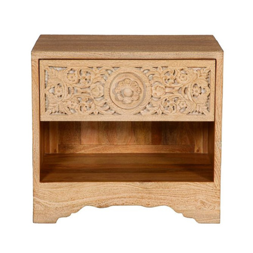 Andalusia Solid Wood Handcarved 1 Drawer Nightstand 26"