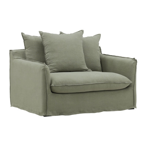 Cloud Green Linen Upholstered Slipcovered Chair 51"