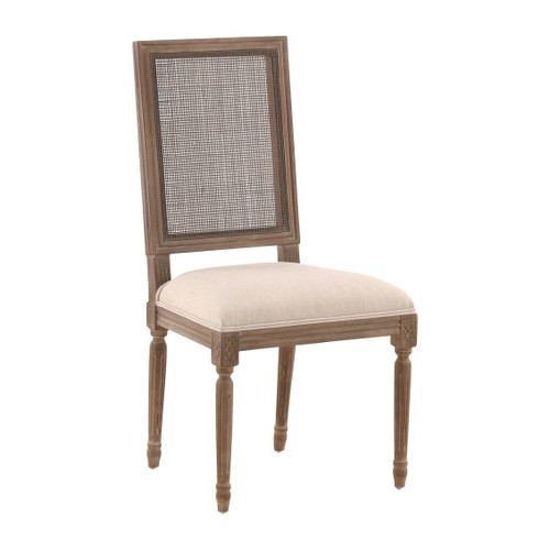 Linen & Oak Caned Back Side Chair