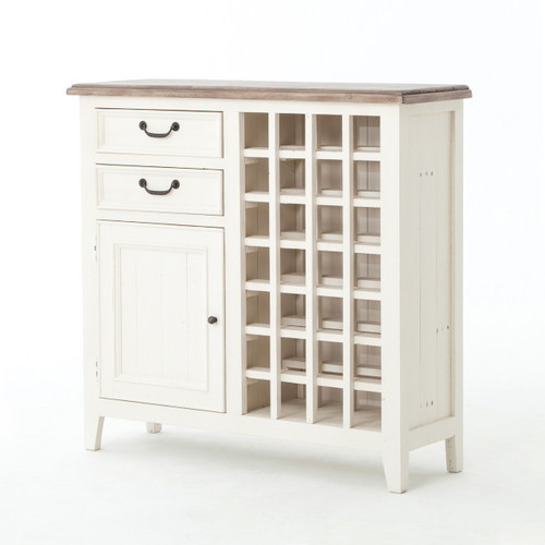 Cottage Reclaimed Wood Wine Cabinet-White