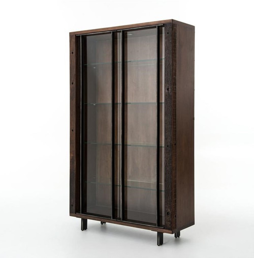 Geoff Reclaimed Wood Bookcase Cabinet With Glass Doors Zin Home Geoff Reclaimed Wood Bookcase Cabinet With Glass Doors Zin Home