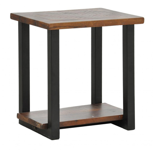 Loft Geometric Metal Base Wood End Table