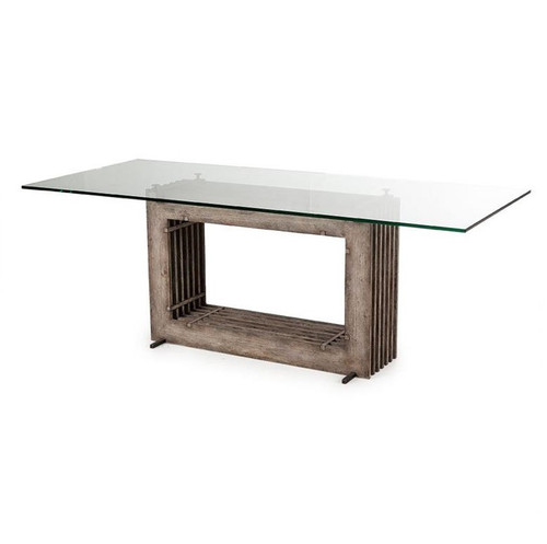 Oliver Driftwood Oak + Glass Top Dining Room Table