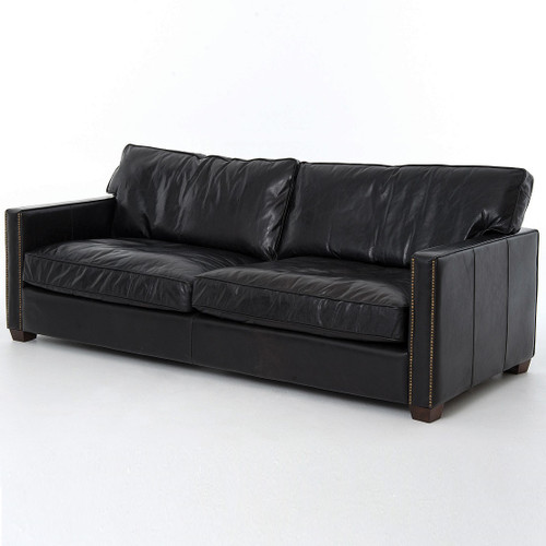 Larkin 88 Leather Sofa-Old Saddle Black