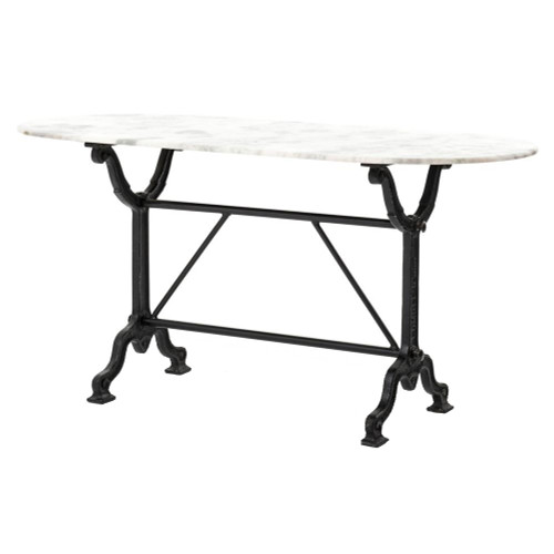 Industrial Loft Black Iron White Marble Desk Console Table