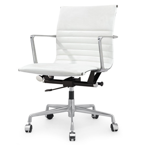 White Italian Leather M346 Modern Office Chairs