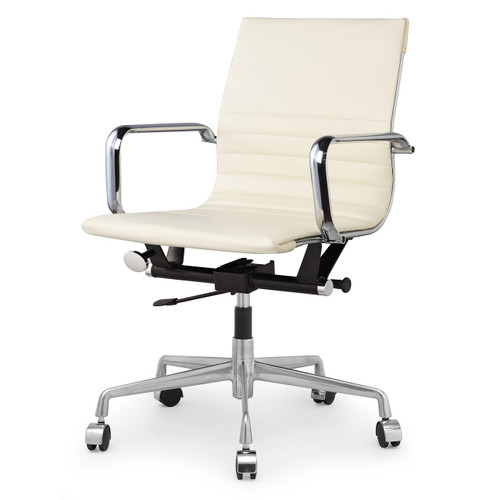 Cream Vegan Leather M348 Modern Office Chairs | Zin Home