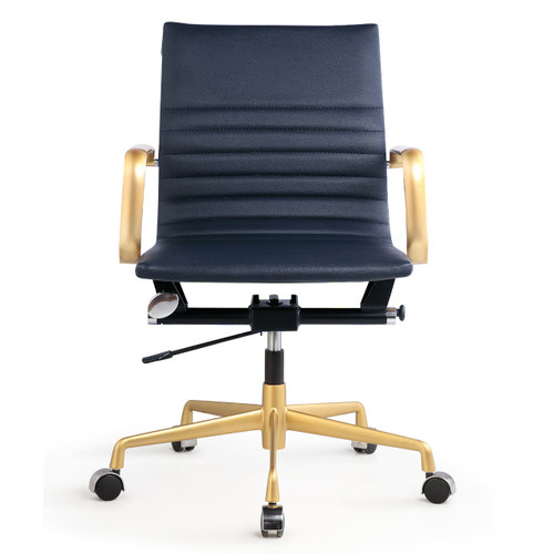 Gold And Navy Blue Vegan Leather M348 Modern Office Chairs Zin Home