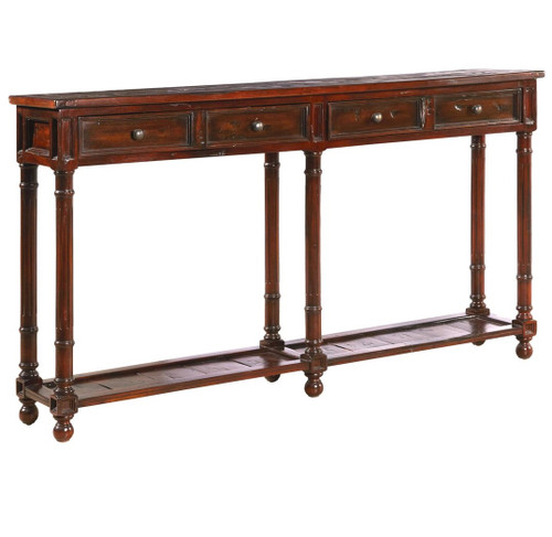 Country Solid Wood 2 Drawer Narrow Console Table