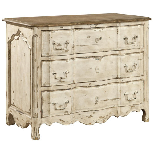 Delacroix Vintage White French Country 3 Drawer Chest