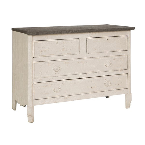 Anna White 4 Drawer Chest with Blue Stone Top by Aidan Gray Home