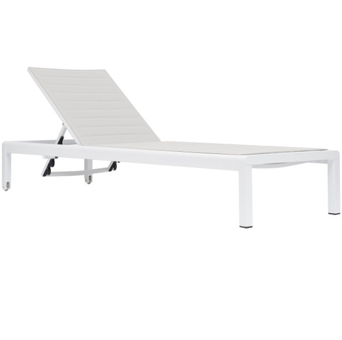 Ribbed White Modern Outdoor Chaise Lounge