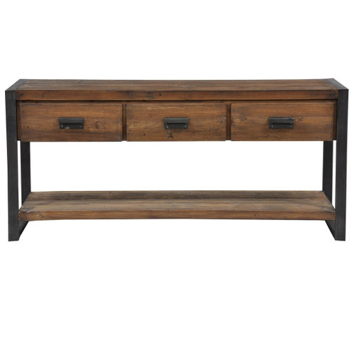 Rustic Industrial 3-Drawer Console Table