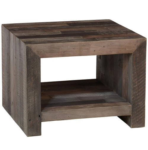 Omni Angora Storm Reclaimed Wood End Table