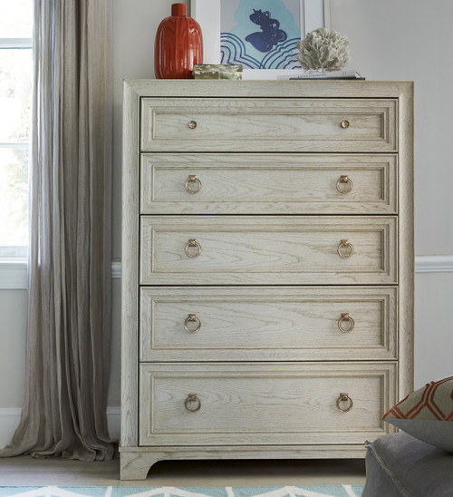 California Rustic White Oak 5 Drawer Tall Chest