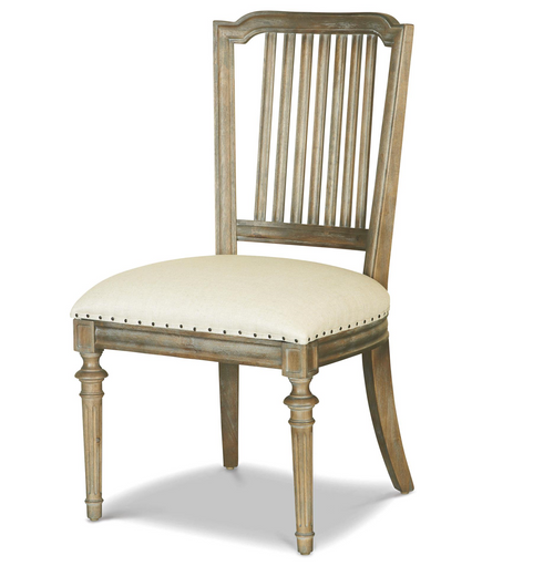 French Oak Ladder Back Upholstered Louis Dining Chair