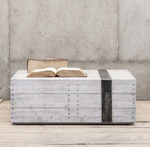 Van Thiel & Co.Scaffolding White Washed Reclaimed Wood Block Coffee Table