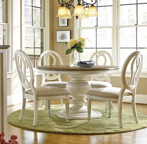 Country-Chic Maple Wood White Round Extendable Dining Table | Zin Home
