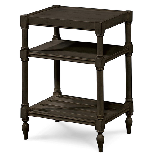 Country-Chic Maple Wood Black Side Table With Shelf