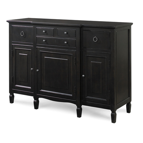Country-Chic Maple Wood Black Buffet Server Credenza