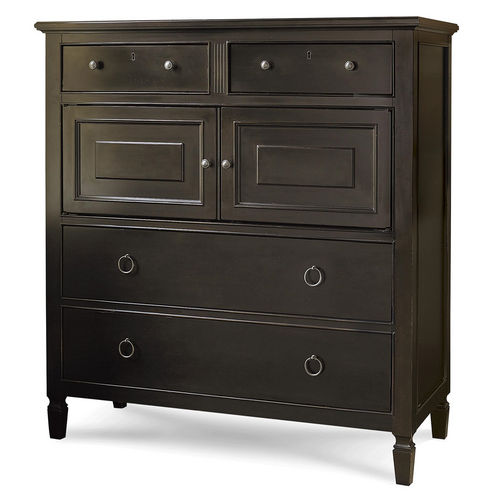 Country-Chic Maple Wood 4 Drawers Tall Dressing Chest - Black