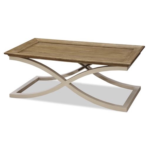 French Modern Light Wood Tray Top Coffee Table