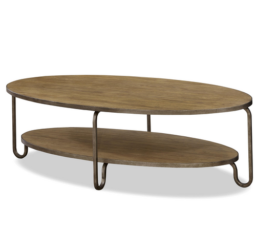 French Modern Wood + Metal Oval Cocktail Table