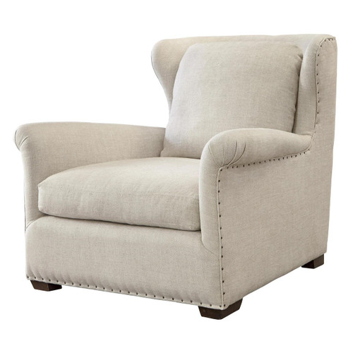 Haven Belgian Linen Upholstered Wingback Chair