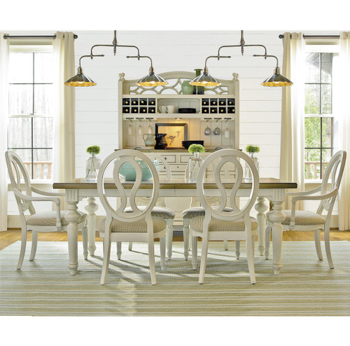 Country-Chic Wood 7 Piece White Expandable Dining Room Set