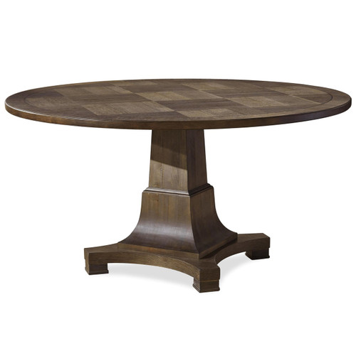 Playlist Vintage Brown Oak Pedestal Round Dining Table 58"