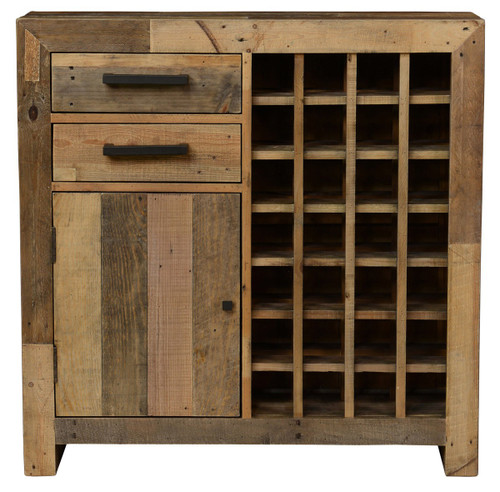 Angora Natural Reclaimed Wood 28-Bottle Wine Cabinet