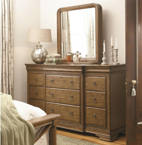 Traditional 2 Drawers wood Nightstand By Louis Philippe III, Grey