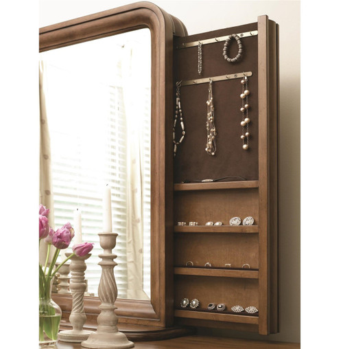 Louis Philippe Solid Wood Bedroom Mirror with Jewelry Storage