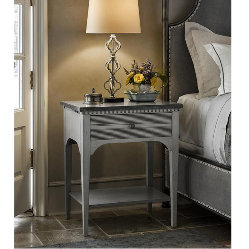Sojourn French Country Gray Nightstand with Bluestone Top Zin Home