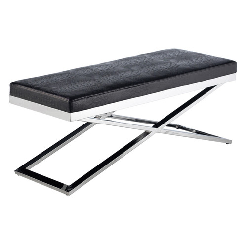 Crawford Steel X-Base Black Crocodile Leather Bench