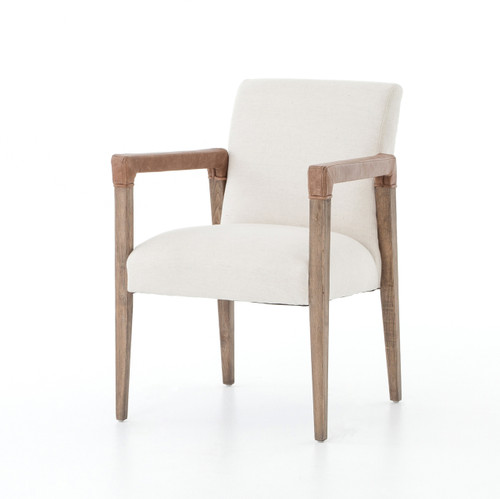 Reuben Oak Wood Linen Upholstered Dining Chair