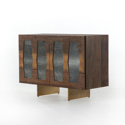 Berlin Reclaimed Wood 2 Door Console - Brass Legs